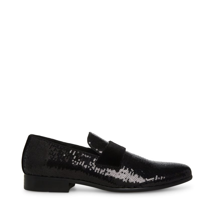 Black Steve Madden Arles Sequin Men\'s Loafers | PH 9205EPB